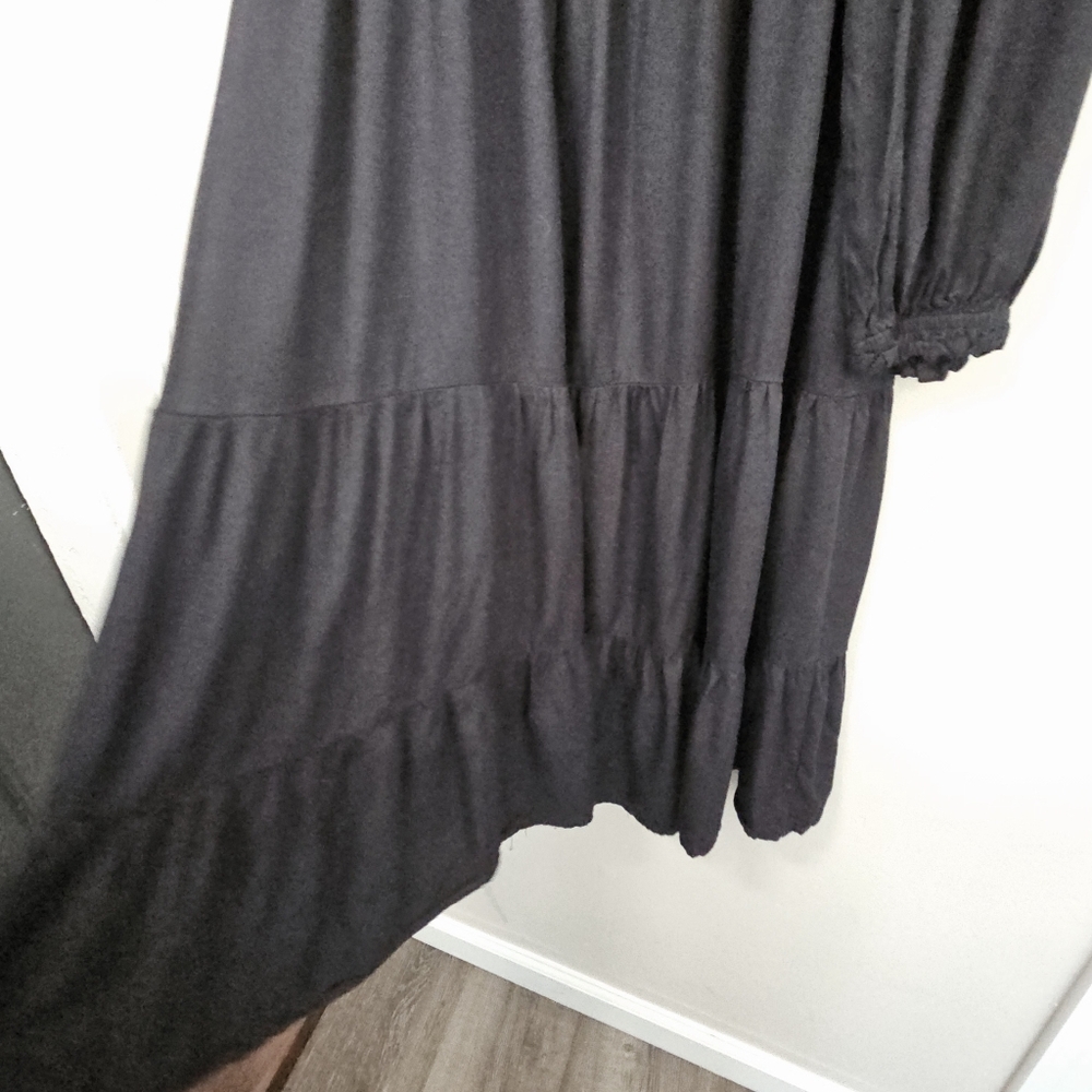 Beyond Words Black Boho Smocked Long Sleeve Fit & Flare Dress Size Large - Picture 8 of 10